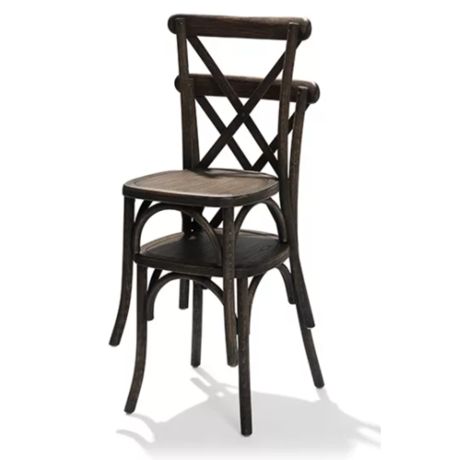 Chaise à dossier croisé | Marron | 48x47x88cm
