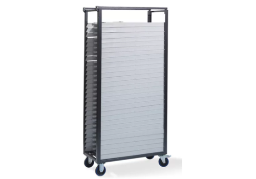  HorecaTraders Stoel Trolley | 93x47x195cm | Hamerslag | 30 Stoelen 