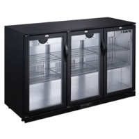 Bar fridge | Black | 3 swing doors | 135x52x85 cm