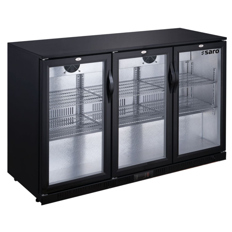 Bar fridge | Black | 3 swing doors | 135x52x85 cm