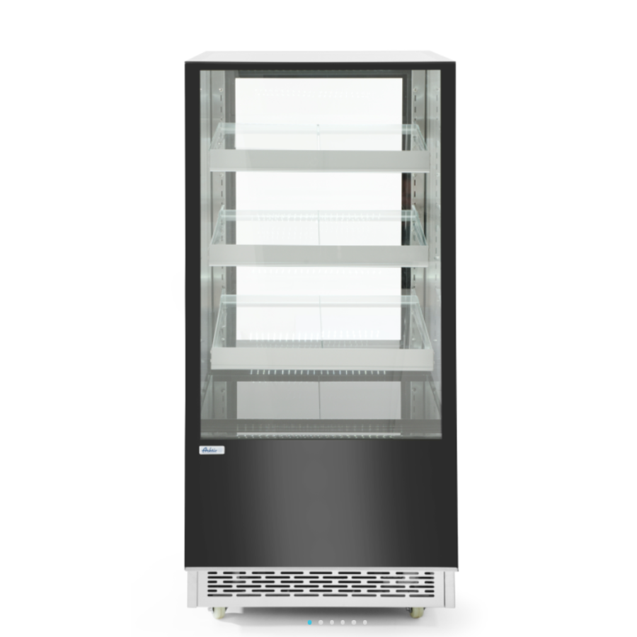 Vitrine réfrigérée noire | 3 étagères en verre | Disponible en 3 tailles