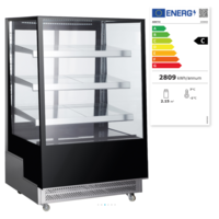 Refrigerated Display Case Black | 3 Glass Shelves | Available in 3 Sizes