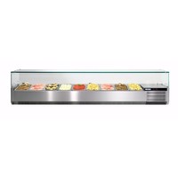 Stainless Steel Display Case Refrigerated GN 1/1 | Glass construction | 200x39.5x43cm