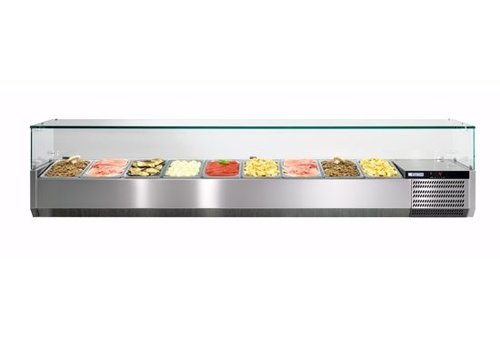  Afinox Stainless Steel Display Case Refrigerated GN 1/1 | Glass construction | 200x39.5x43cm 