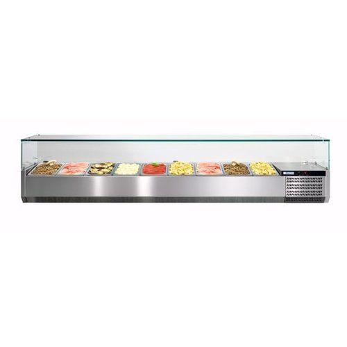  Afinox Stainless Steel Display Case Refrigerated GN 1/1 | Glass construction | 200x39.5x43cm 