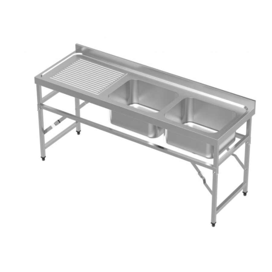 Stainless steel folding sink including sink