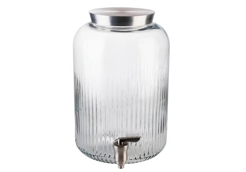 HorecaTraders Glass Beverage Dispenser | stainless steel tap | 20x20x30.5cm 