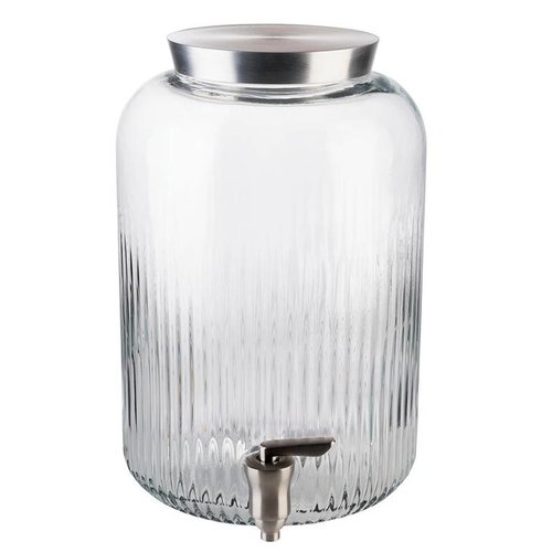  HorecaTraders Glass Beverage Dispenser | stainless steel tap | 20x20x30.5cm 