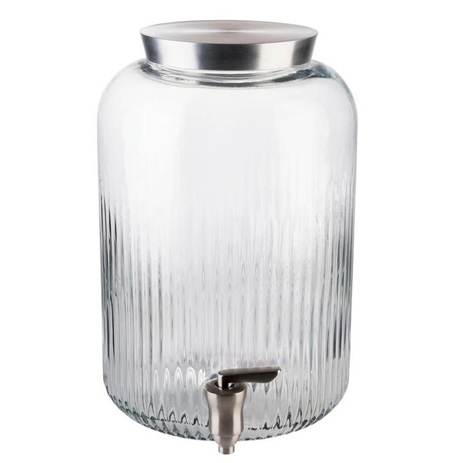 Distributeur de boissons en verre | Robinet en acier inoxydable | 20x20x30,5cm