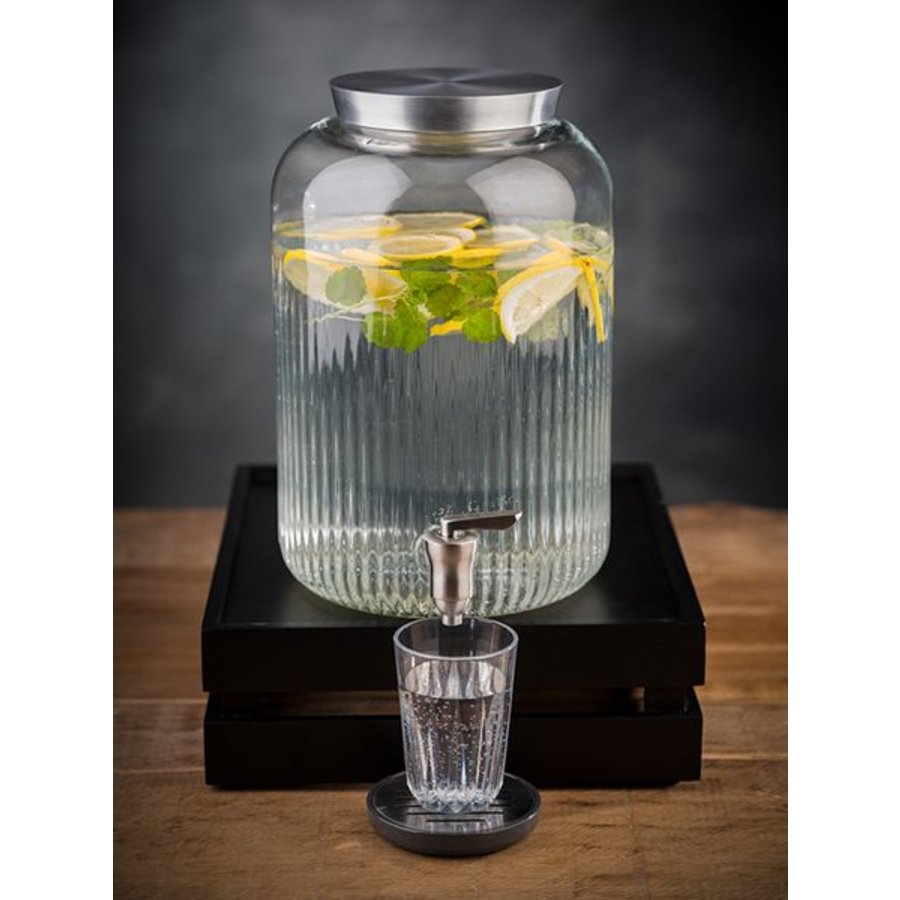 Distributeur de boissons en verre | Robinet en acier inoxydable | 20x20x30,5cm