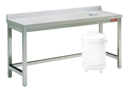  HorecaTraders Table de travail en acier inoxydable avec trou pour déchets 