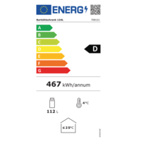 Barkühlschrank | Schwarz | Glastür | 124L