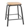Bolero Tabouret Cantina Bistro | Bois-Gris métallisé | 47(h)x40x40cm | 4 pièces
