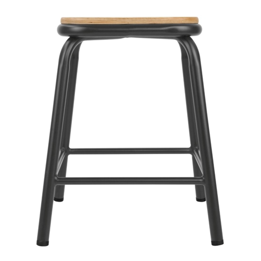 Tabouret Cantina Bistro | Bois-Gris métallisé | 47(h)x40x40cm | 4 pièces