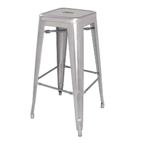  Bolero Bistro Bar Stool | Silver | Steel | 77x(h)x42.5x42.5cm 