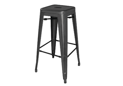  Bolero Tabouret de bar Bistro | Noir | Acier | 76(h)x43x43cm 
