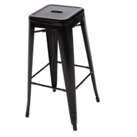 Bistro-Barhocker | Schwarz | Stahl | 76 (h) x 43 x 43 cm