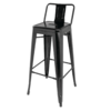 Bolero Tabouret de bar Bistro avec dossier | Noir | Acier | 94(h)x43x43cm