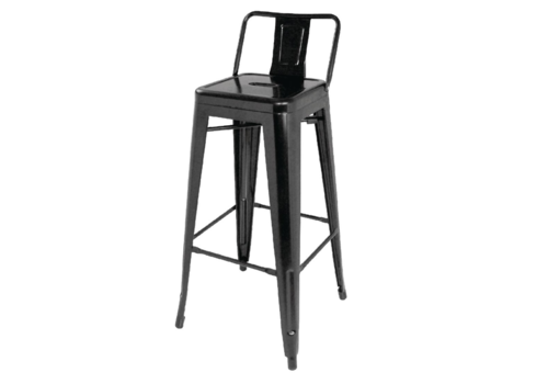 Bolero Tabouret de bar Bistro avec dossier | Noir | Acier | 94(h)x43x43cm 