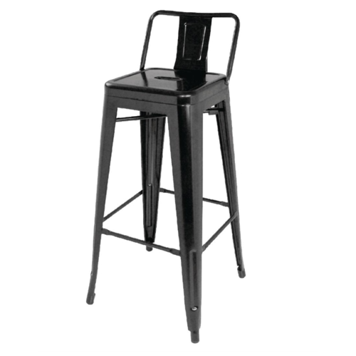  Bolero Bistro Bar Stool with Backrest | Black | Steel | 94(h)x43x43cm 