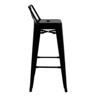 Bistro-Barhocker mit Rückenlehne | Schwarz | Stahl | 94(h)x43x43cm