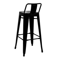 Bistro-Barhocker mit Rückenlehne | Schwarz | Stahl | 94(h)x43x43cm