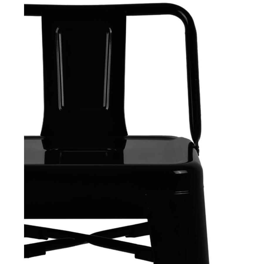 Tabouret de bar Bistro avec dossier | Noir | Acier | 94(h)x43x43cm