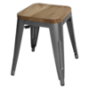 Bolero Bistro Kruk | Grijs Staal met Houten Zitting | 45.5(h)x40.5x40.5cm