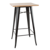 Bolero Table de bar de bistrot | Noir avec plateau en bois | 104(h)x60x60cm