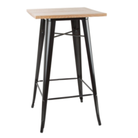 Table de bar de bistrot | Noir avec plateau en bois | 104(h)x60x60cm