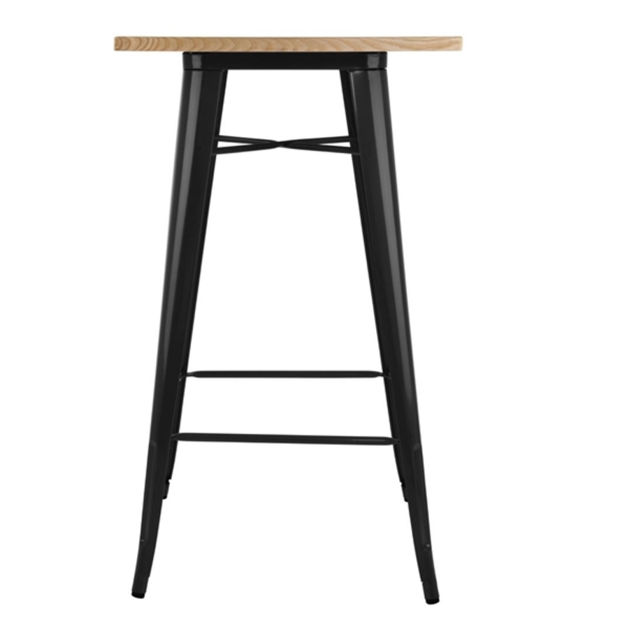 Bistro Bar table | Black with Wooden Top | 104(h)x60x60cm