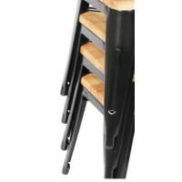 Tabouret de bistrot | Acier noir avec siège en bois | 45,5(h)x40,5x40,5cm
