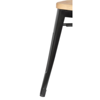 Bistro Stool | Black Steel with Wooden Seat | 45.5(h)x40.5x40.5cm