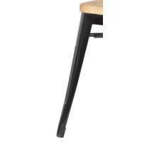 Tabouret de bistrot | Acier noir avec siège en bois | 45,5(h)x40,5x40,5cm