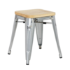 Bolero Tabouret de bistrot | Acier avec siège en bois | 45(h)x40x40cm