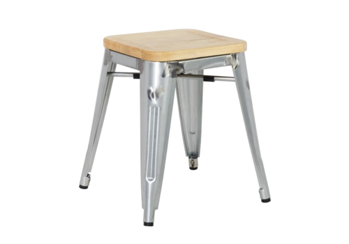  Bolero Bistro Stool | Steel with Wooden Seat | 45(h)x40x40cm 