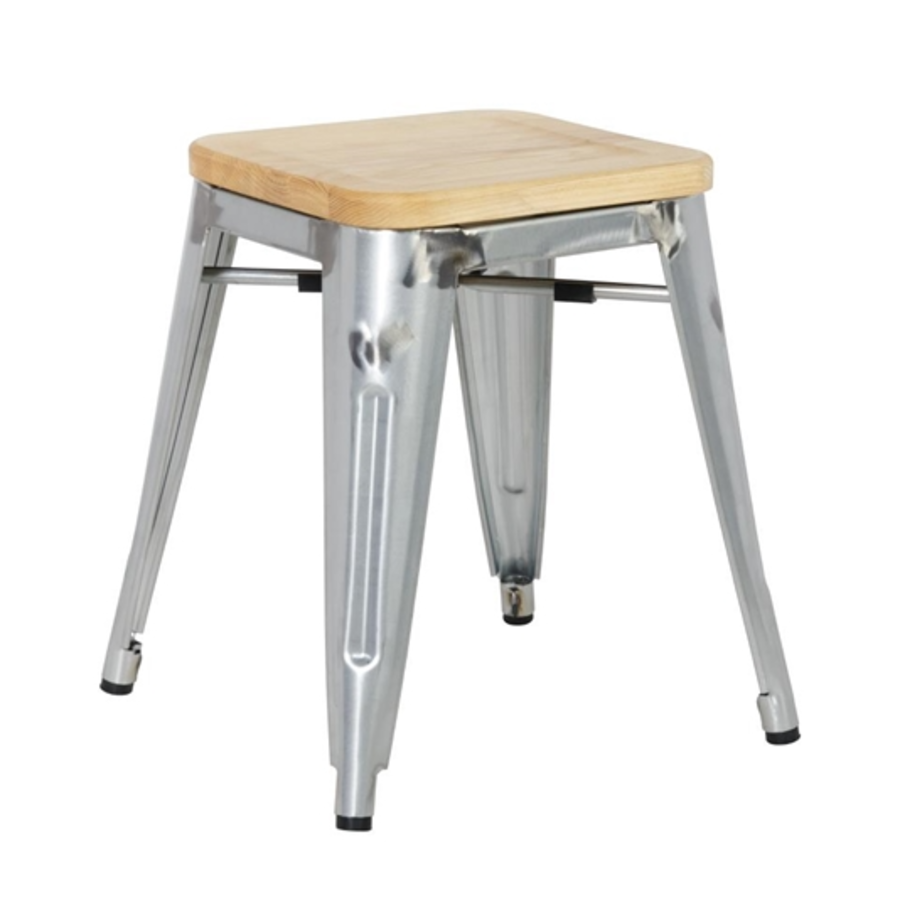 Bistro Stool | Steel with Wooden Seat | 45(h)x40x40cm