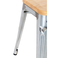 Tabouret de bistrot | Acier avec siège en bois | 45(h)x40x40cm