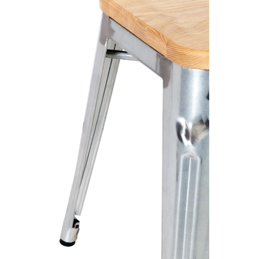 Bistro Stool | Steel with Wooden Seat | 45(h)x40x40cm