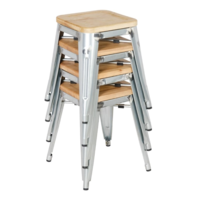 Bistro Stool | Steel with Wooden Seat | 45(h)x40x40cm