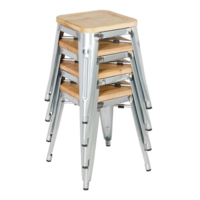 Tabouret de bistrot | Acier avec siège en bois | 45(h)x40x40cm