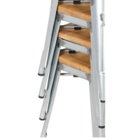 Bistrohocker | Stahl mit Holzsitz | 45 (h) x 40 x 40 cm