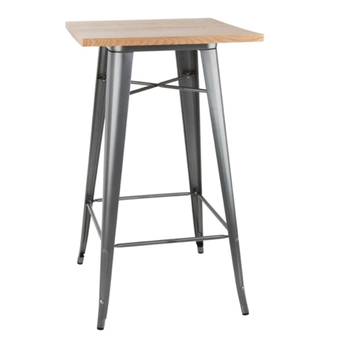  Bolero Bistro Bar table | Gray with Wooden Top | 104(h)x60x60cm 