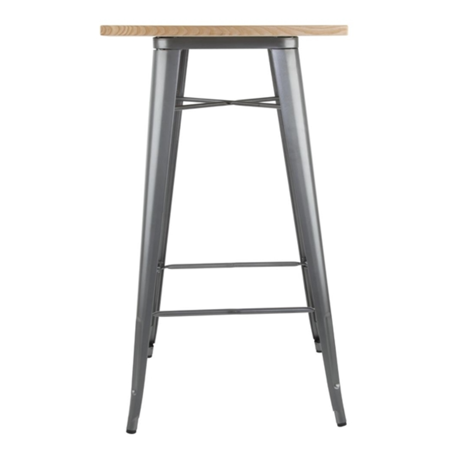 Bistro Bar table | Gray with Wooden Top | 104(h)x60x60cm