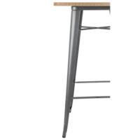 Bistro Bar Table | Grey with Wooden Top | 104(h)x60x60cm