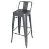 Bolero Bistro Steel Bar Stool with Backrest | Grey | 94(h)x43x43cm