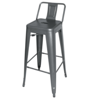Tabouret de bar en acier Bistro avec dossier | Gris | 94(h)x43x43cm