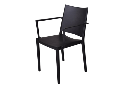  HorecaTraders Chaise empilable Florence avec accoudoirs | Noir | 56x46x82(h)cm 