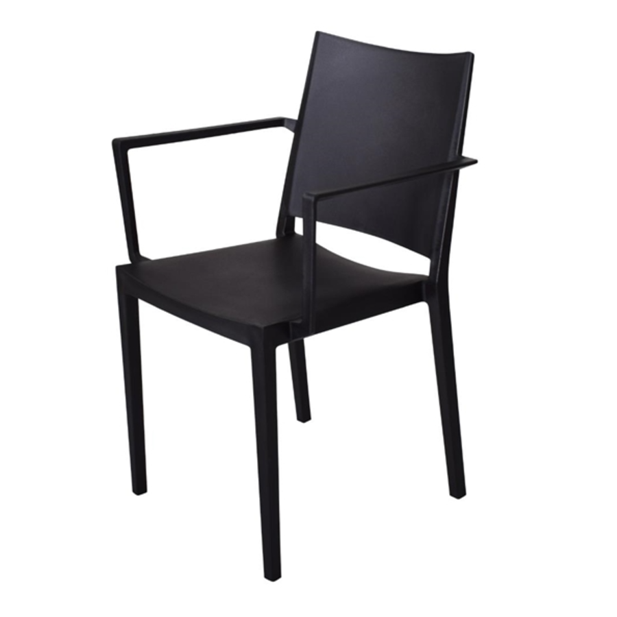 Chaise empilable Florence avec accoudoirs | Noir | 56x46x82(h)cm