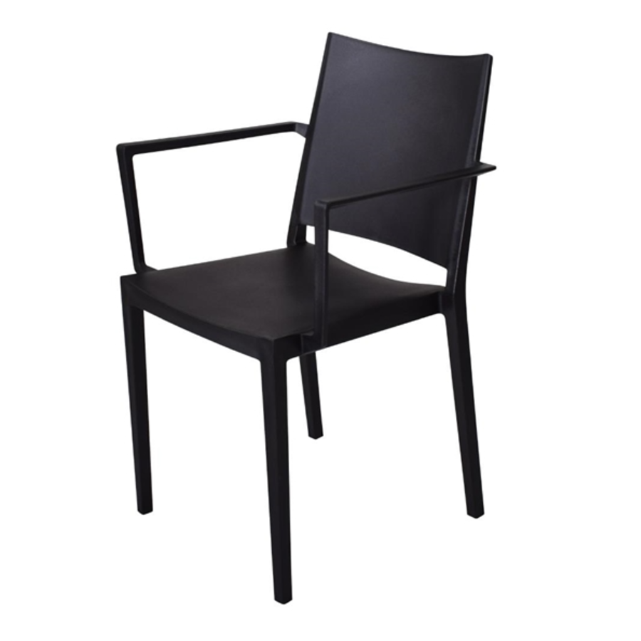 Florence Stackable Chair with Armrests | Black | 56x46x82 (h) cm